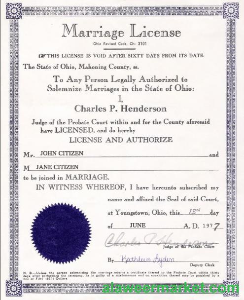USA Ohio marriage cert